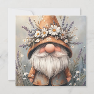 Whimsical Flower Gnome: Adorable Watercolor Art Holiday Card