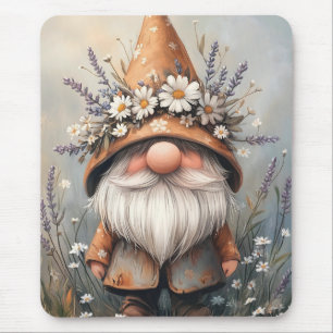 Whimsical Flower Gnome: Adorable Watercolor Art Mouse Pad