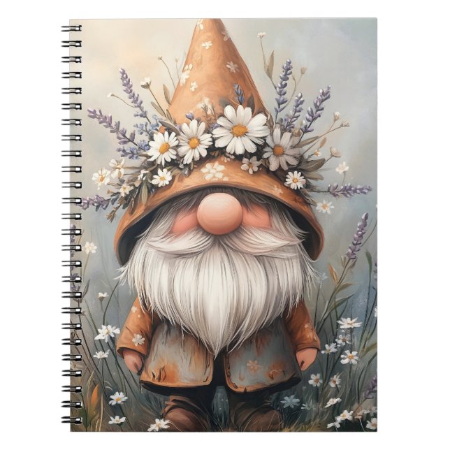 Whimsical Flower Gnome: Adorable Watercolor Art Notebook (Front)