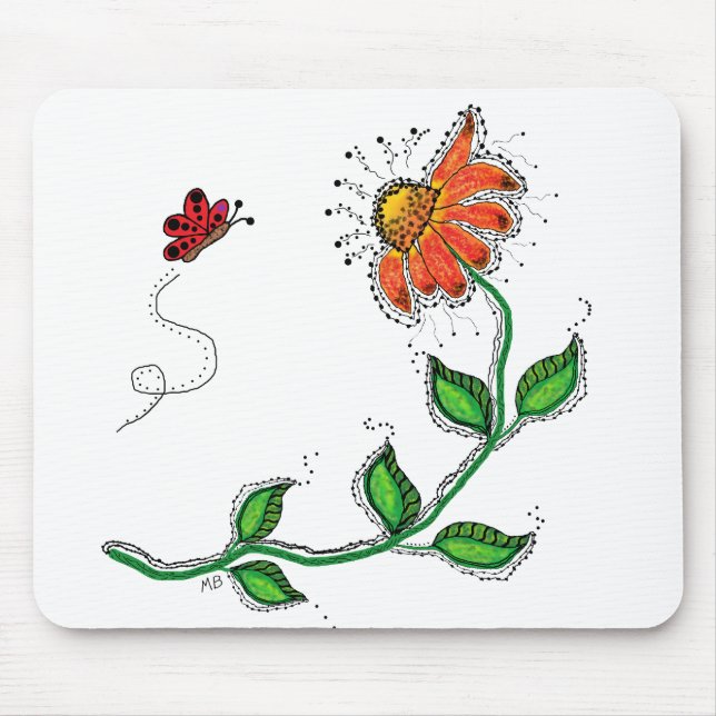 Whimsical flower on mouse pad (Front)