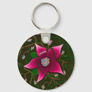 Whimsical Flower with Customizable Text Keychain