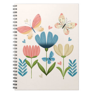 Whimsical Flowers and Butterflies Notebook