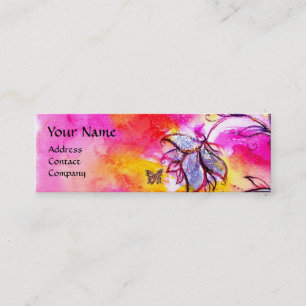 WHIMSICAL FLOWERS AND GOLD BUTTERFLY MINI BUSINESS CARD