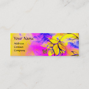 WHIMSICAL FLOWERS AND GOLD  BUTTERFLY MINI BUSINESS CARD