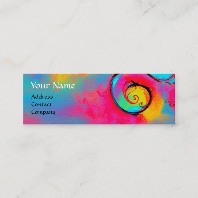 WHIMSICAL FLOWERS AND GOLD  BUTTERFLY MONOGRAM MINI BUSINESS CARD (Front)