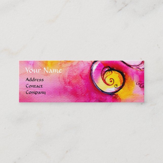WHIMSICAL FLOWERS AND GOLD  BUTTERFLY MONOGRAM MINI BUSINESS CARD (Front)