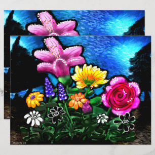 Whimsical Flowers Grape Hyacinth Scrapbook Paper