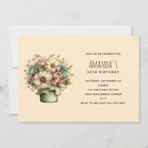 Whimsical Flowers in a Planter Pot Birthday