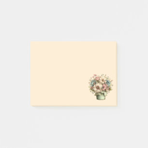 Whimsical Flowers in a Planter Pot Cute Post-it Notes