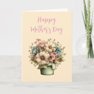 Whimsical Flowers in a Planter Pot Mother's Day Holiday Card