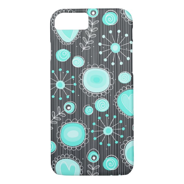 Whimsical Flowers in Turquoise iPhone 7 case (Back)