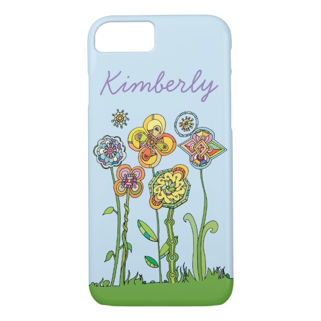 Whimsical Flowers l Personalize + DIY background Case-Mate iPhone Case (Back)