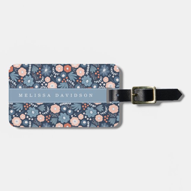 Whimsical Flowers Luggage Tag (Front Horizontal)