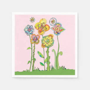 Whimsical Flowers Napkin