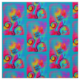 WHIMSICAL FLOWERS pink yellow blue Fabric