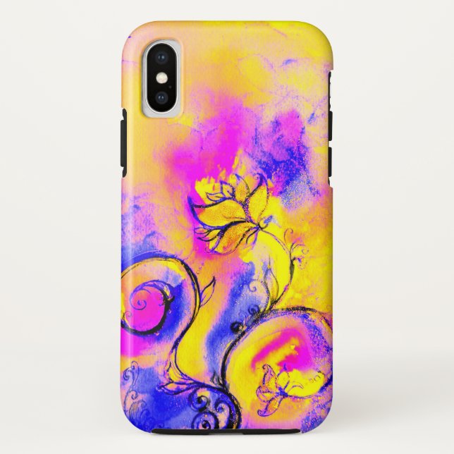 WHIMSICAL FLOWERS pink yellow purple Case-Mate iPhone Case (Back)
