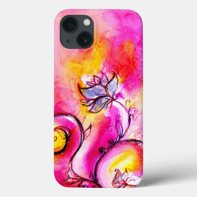 WHIMSICAL FLOWERS pink yellow purple Case-Mate iPhone Case (Back)