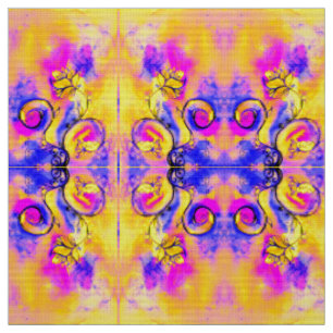 WHIMSICAL FLOWERS pink yellow purple Fabric