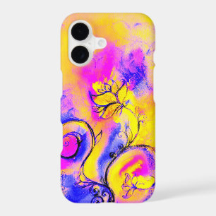 WHIMSICAL FLOWERS,Pink Yellow Purple Floral Swirls