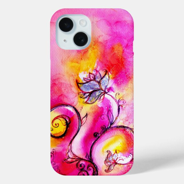 WHIMSICAL FLOWERS,Pink Yellow Purple Floral Swirls Case-Mate iPhone Case (Back)