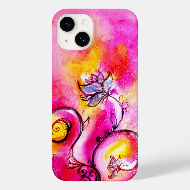 WHIMSICAL FLOWERS,Pink Yellow Purple Floral Swirls Case-Mate iPhone Case (Back)
