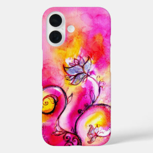 WHIMSICAL FLOWERS,Pink Yellow Purple Floral Swirls iPhone 16 Case