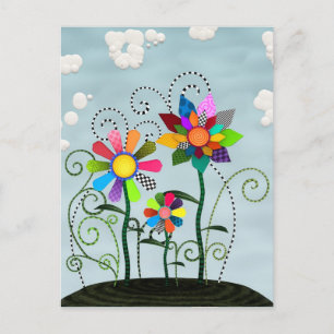 Whimsical Flowers Postcard