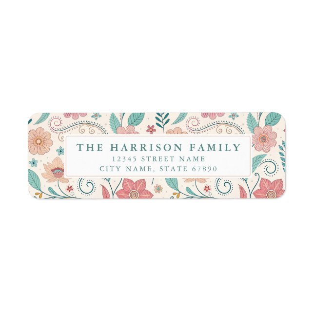 Whimsical Flowers Return Address Label (Front)