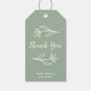 Whimsical Flowers Thank You Tag Blue