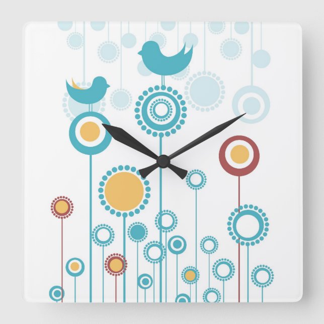 Whimsical Flowers Wall Clock (Front)