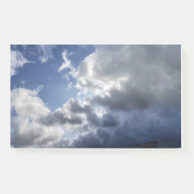 Whimsical fluffy clouds in bright blue Cornish Sky Post-it Notes (Front)