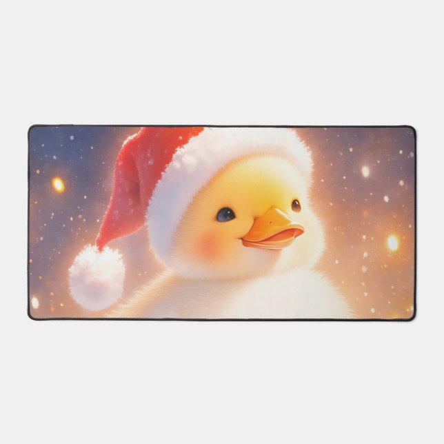 Whimsical Fluffy Duckling Santa Hat Holiday Snow (Recto)