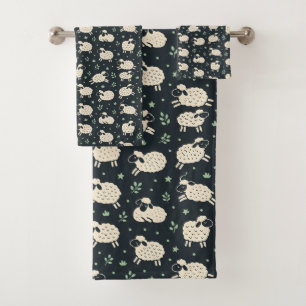 Whimsical Fluffy Sheep Pattern Bath Towel Set