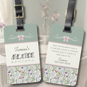 Whimsical Flute Student Instrument Case Tag