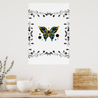 Whimsical Fluttering – Black and Blue Butterfly