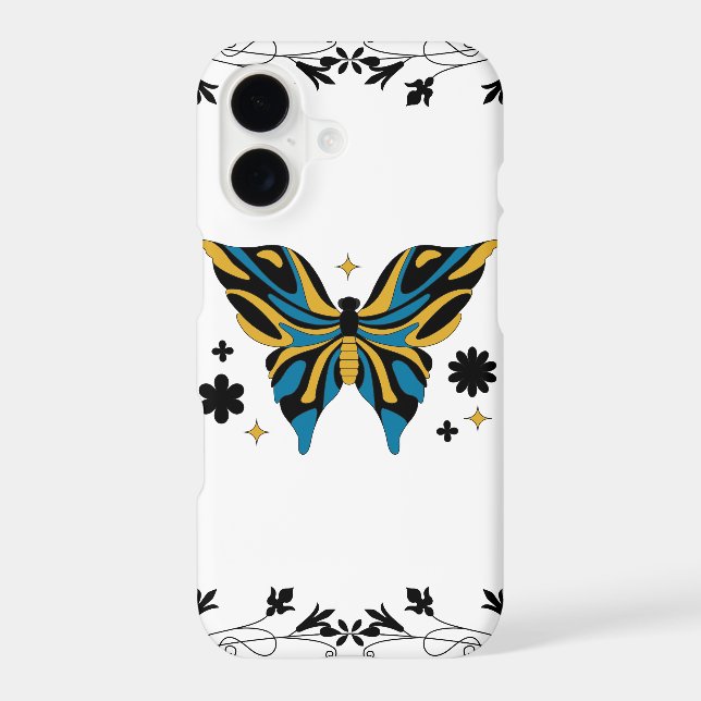 Whimsical Fluttering – Blue Butterfly Floral Art (Back)