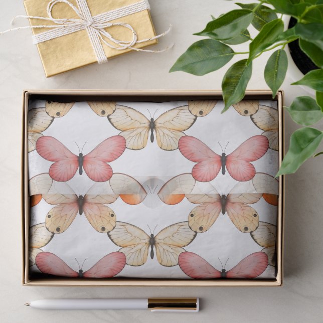 Whimsical Fluttering Butterflies Pattern Tissue Paper (Gift)