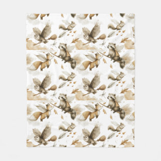Whimsical Flying Animals Fleece Blanket