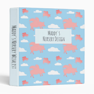Whimsical Flying Pig Binder