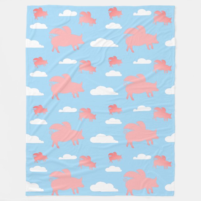 Whimsical Flying Pigs Fleece Blanket (Front)