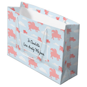 Whimsical Flying Pigs Large Gift Bag