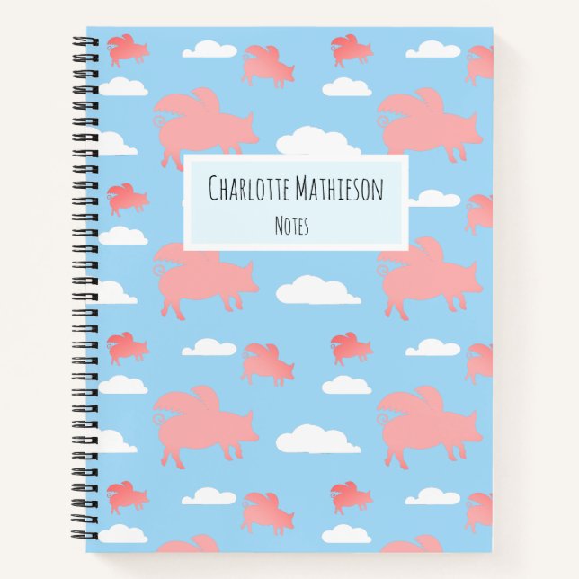 Whimsical Flying Pigs Notebook (Front)