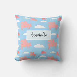 Whimsical Flying Pigs Throw Pillow