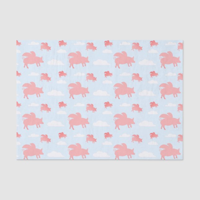 Whimsical Flying Pigs Tissue Paper (Front)