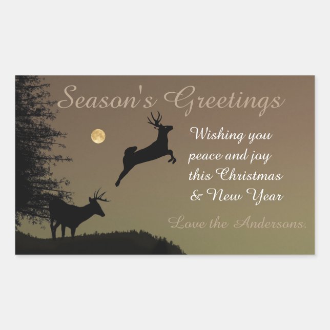 Whimsical Flying Reindeer Silhouette Personalised Sticker (Front)