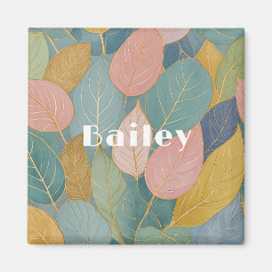 Whimsical Foliage: Pastel Leaves Magnet