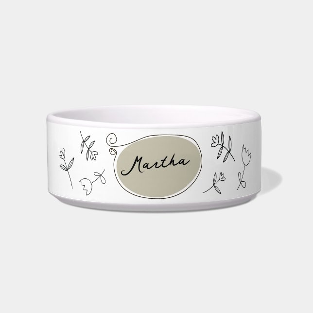 Whimsical Folk Art Design Pet Bowl (Front)