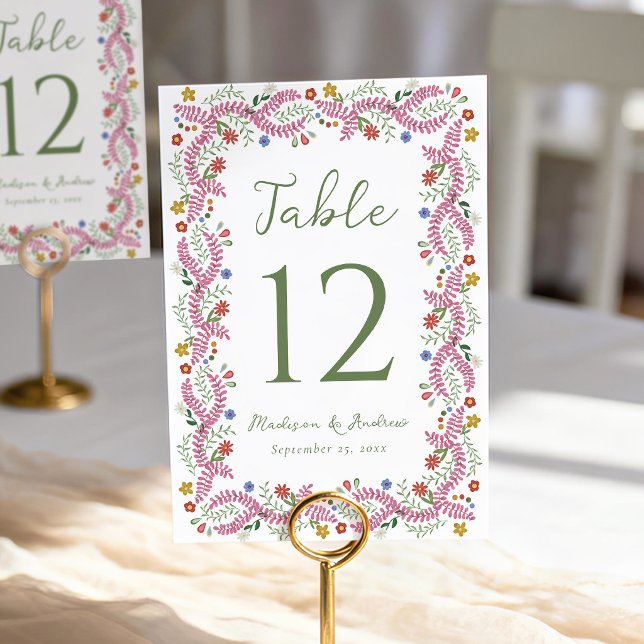 Whimsical Folk Art Floral Wedding Table Number (Creator Uploaded)