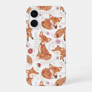 Whimsical Folk Art Fox and Flowers iPhone 16 Case