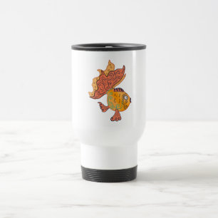 Whimsical Folk Art Goldfish Boho Swirl Fantasy Travel Mug